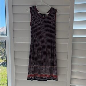 Max Studio Black and Red Geometric Midi Dress